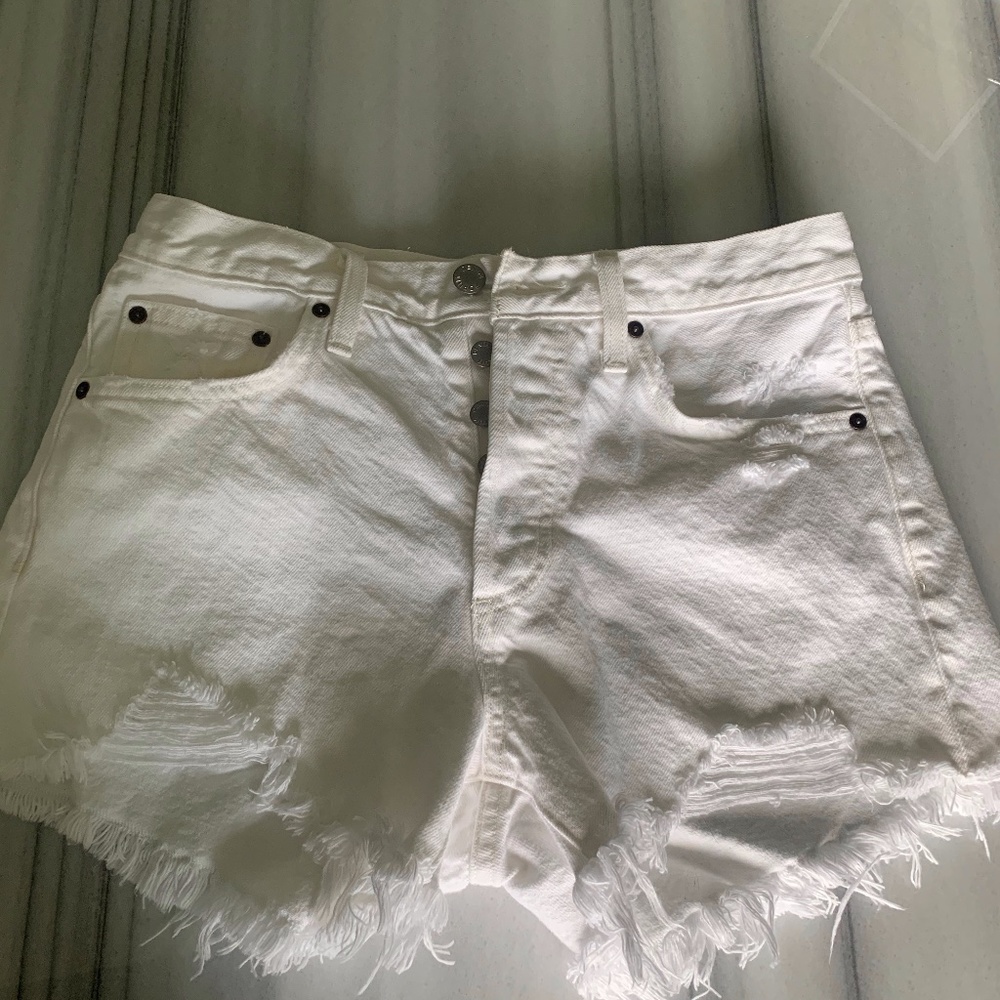 Denim Forum White Jean Shorts